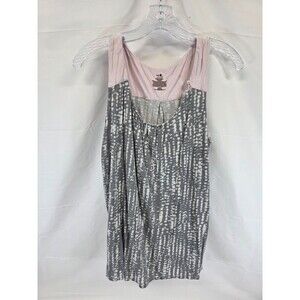 SECRET TREASURES GRAY PINK ABSTRACT SCOOP TANK TOP L